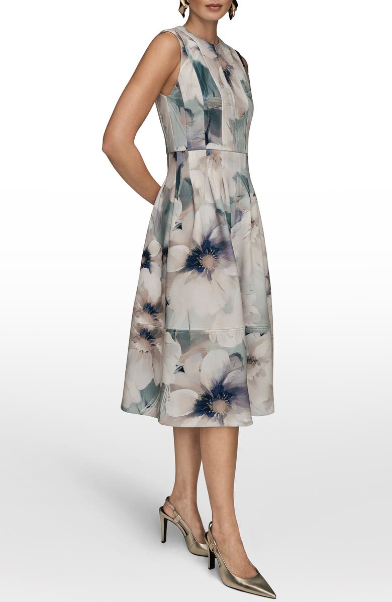 Donna Karan New York Floral Fit & Flare Midi Dress, Alternate, color, Laurel Multi