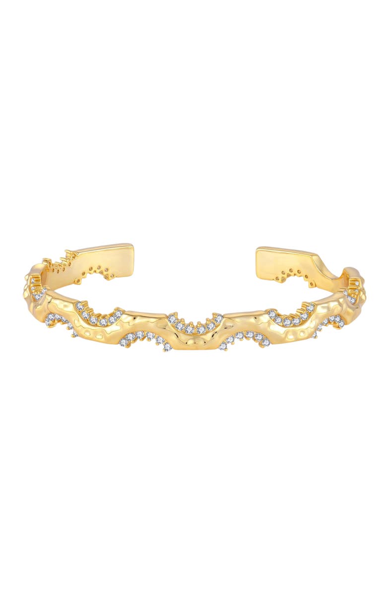 AKALIA Waterproof Diane Gold Plated with Diamond Cuff Sterling Silver Bracelet, Main, color, Gold