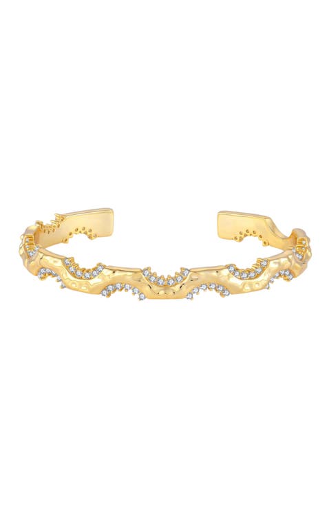 Waterproof Diane Gold Plated with Diamond Cuff Sterling Silver Bracelet
