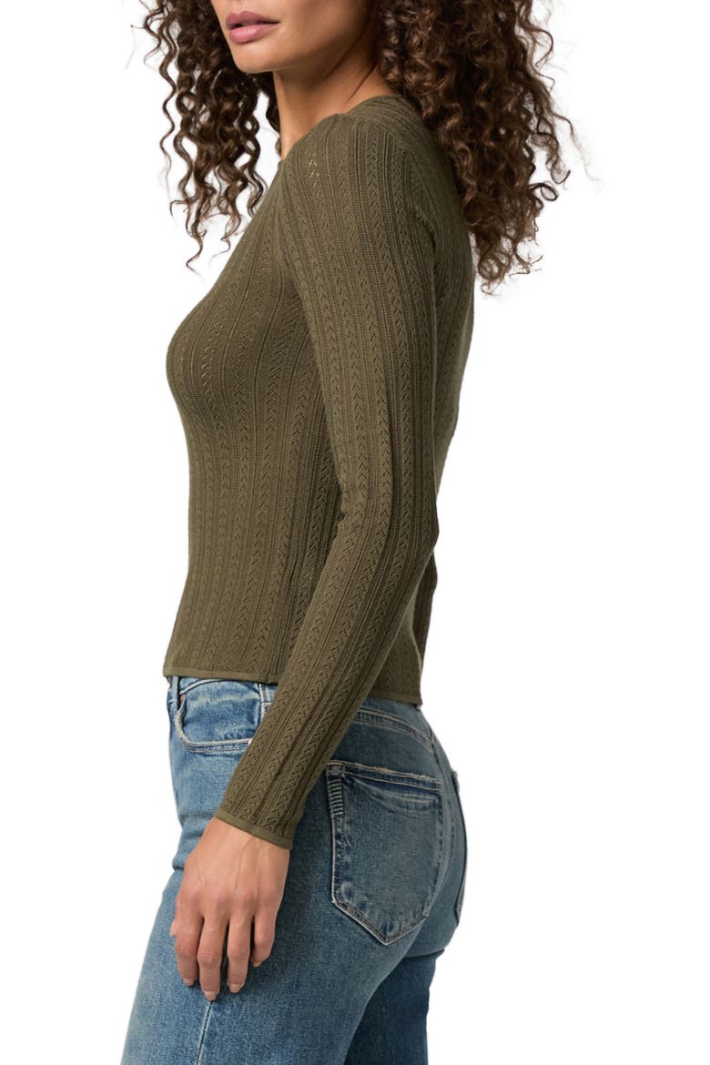 Alis Pointelle Knit Top, Alternate, color, DARK ARMY