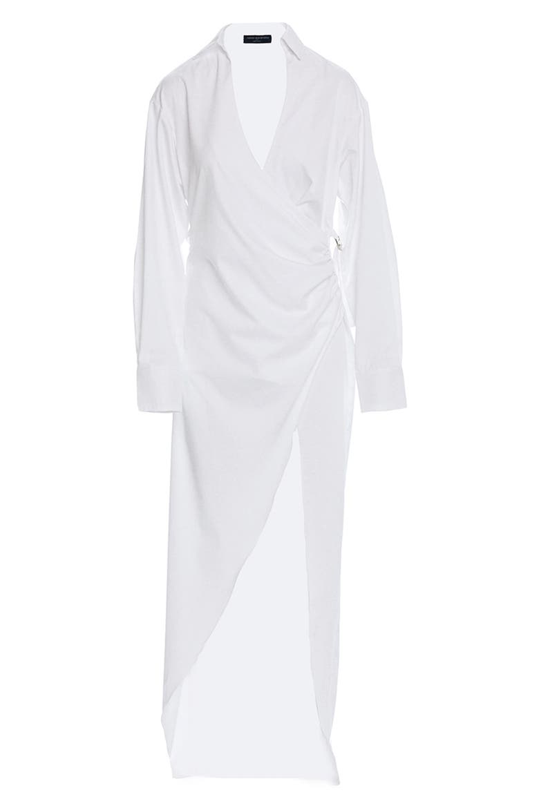 Long Sleeve Faux Wrap Dress, Main, color, WHITE