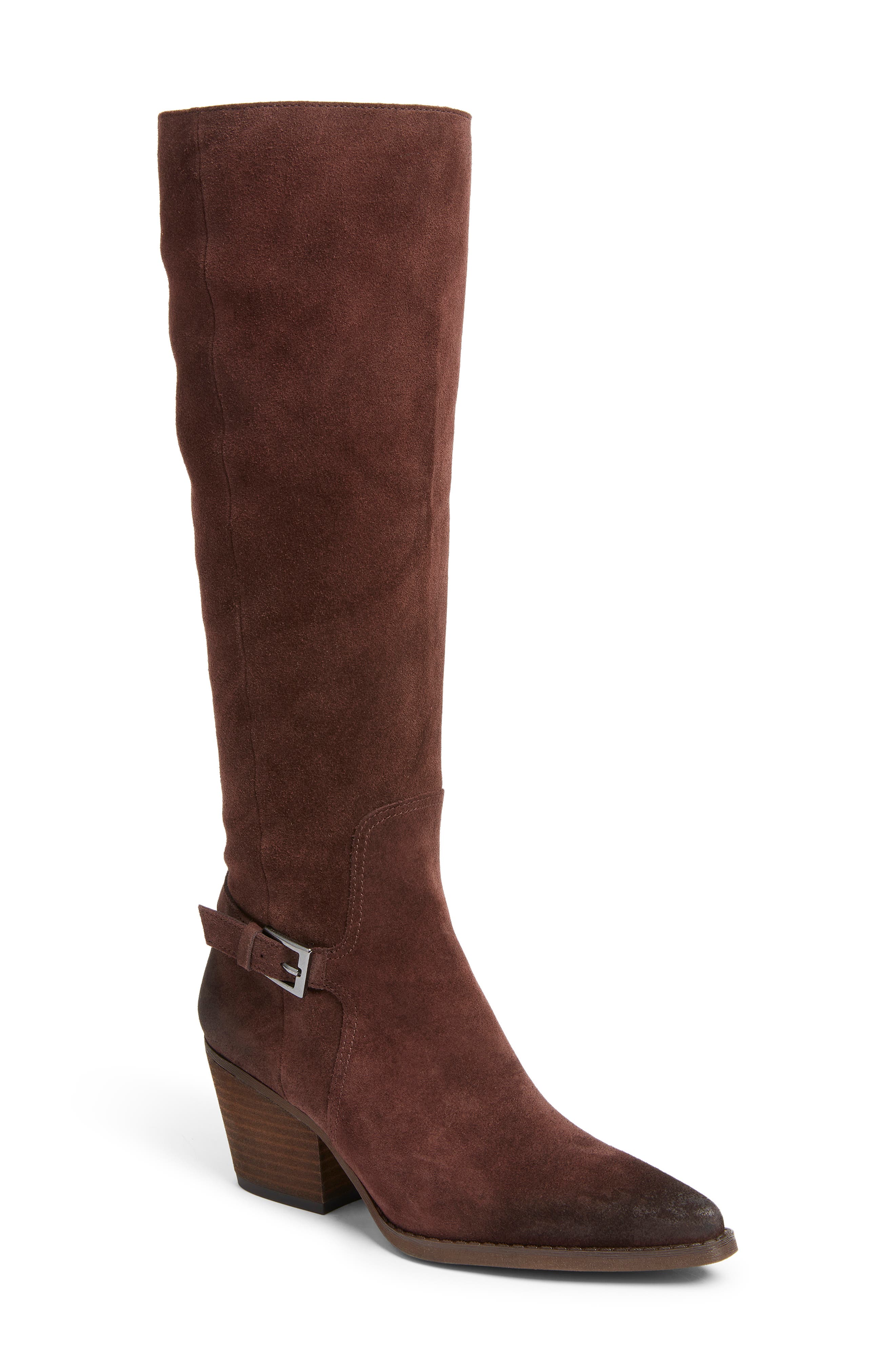 Wren Buckle Knee High Boot, Main, color, CAFE NOIR