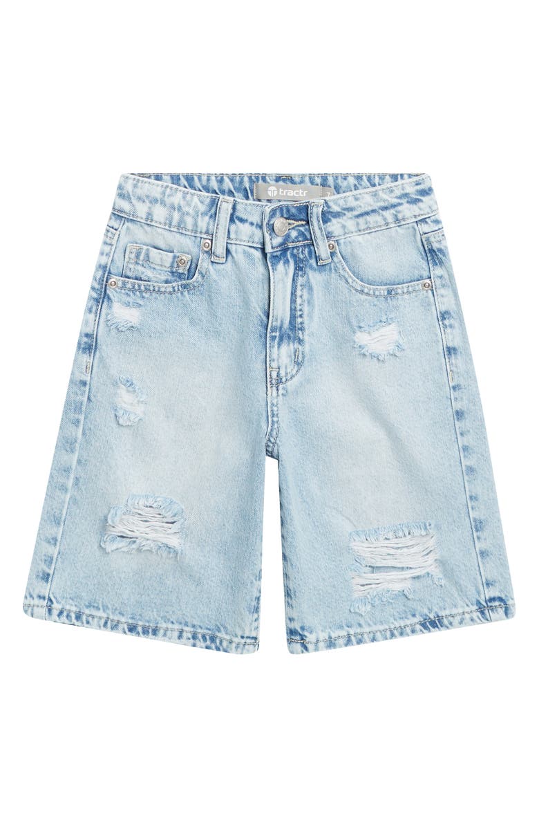 Tractr Kids' Basic Distressed Denim Bermuda Shorts, Main, color, 