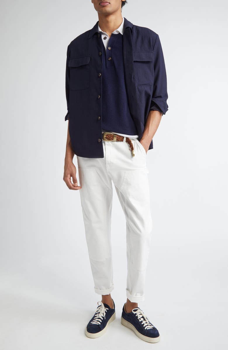 Eleventy Stretch Cotton Carpenter Pants, Alternate, color, 01 White