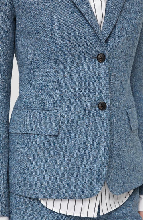 Lafayette 148 New York Fitted Donegal Tweed Blazer In Blue