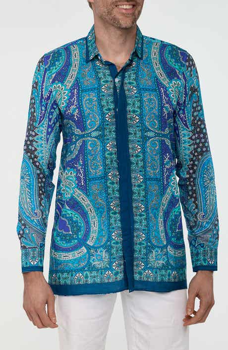 RANEES Paisley Button-Up Resort Shirt