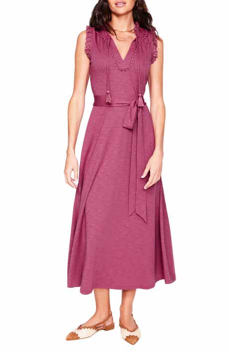 Boden Aria Embroidered Eyelet Trim Cotton Blend Midi Dress