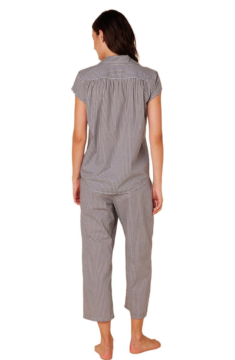 The Cat
s Pajamas Luxe Pima Capri Print Set, Alternate, color, Classic Gingham Navy