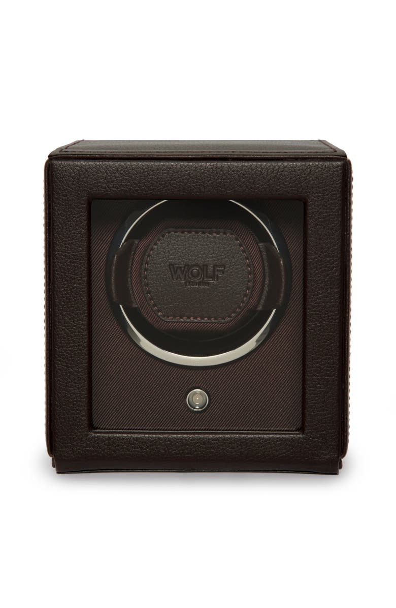 WOLF Cub Single Watch Winder with Cover, Main, color, Brown
