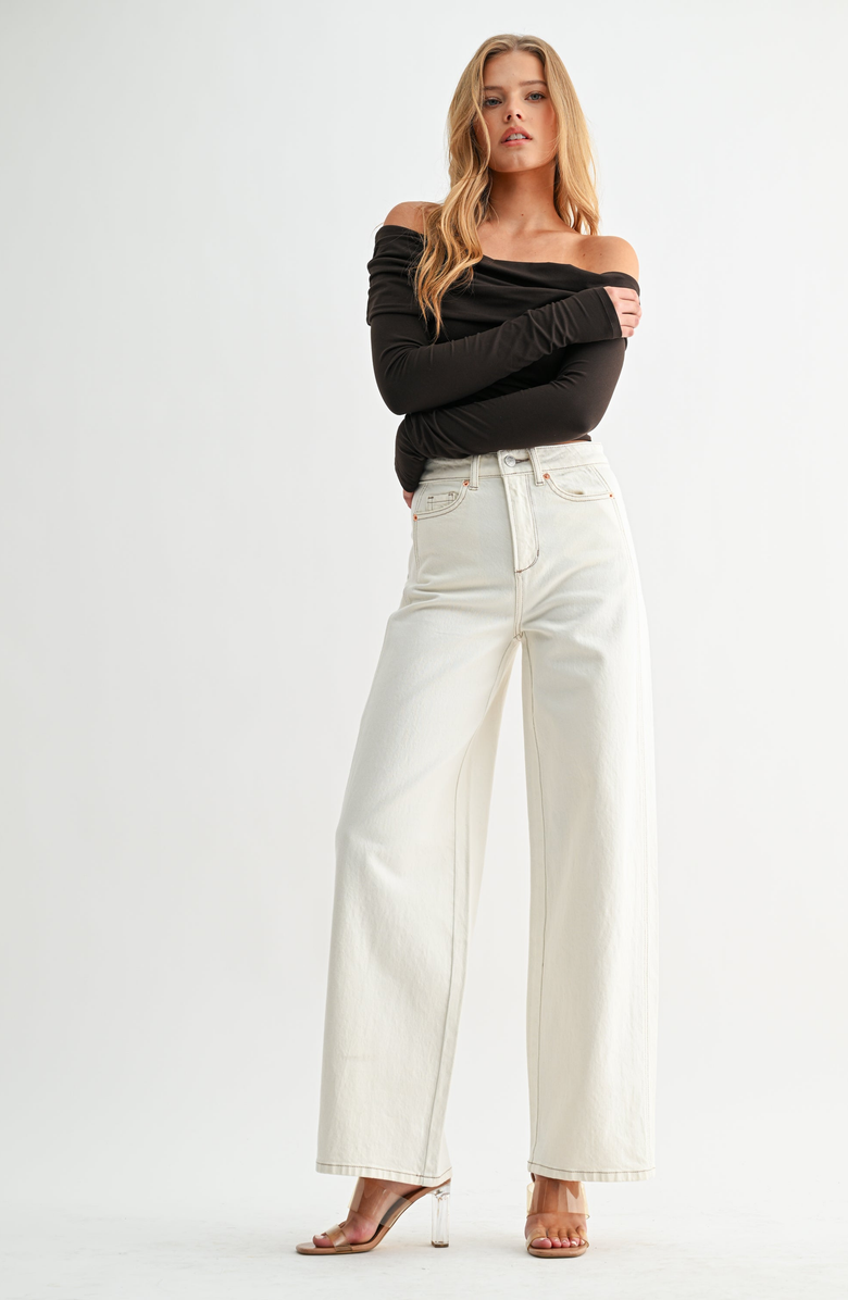 Jemina Denim Balloon Pant, Alternate, color, Ecru
