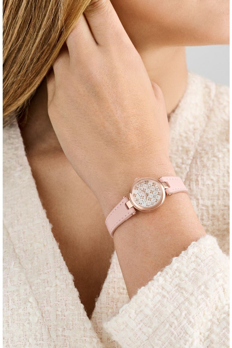 Jolyye Leather Strap Watch, 24mm, Alternate, color, PINK