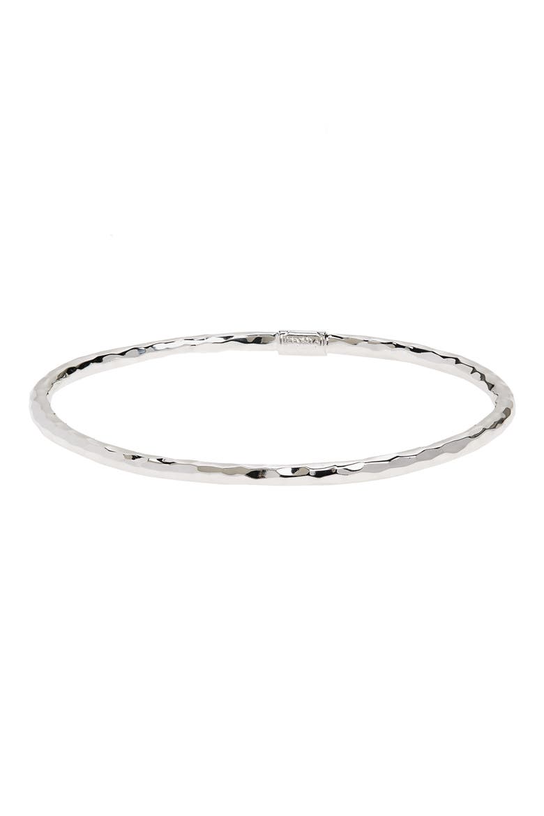 'Glamazon' 4mm Hammered Bangle, Alternate, color, STERLING SILVER