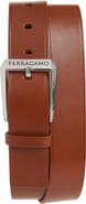 FERRAGAMO Fisse Calfskin Leather Belt