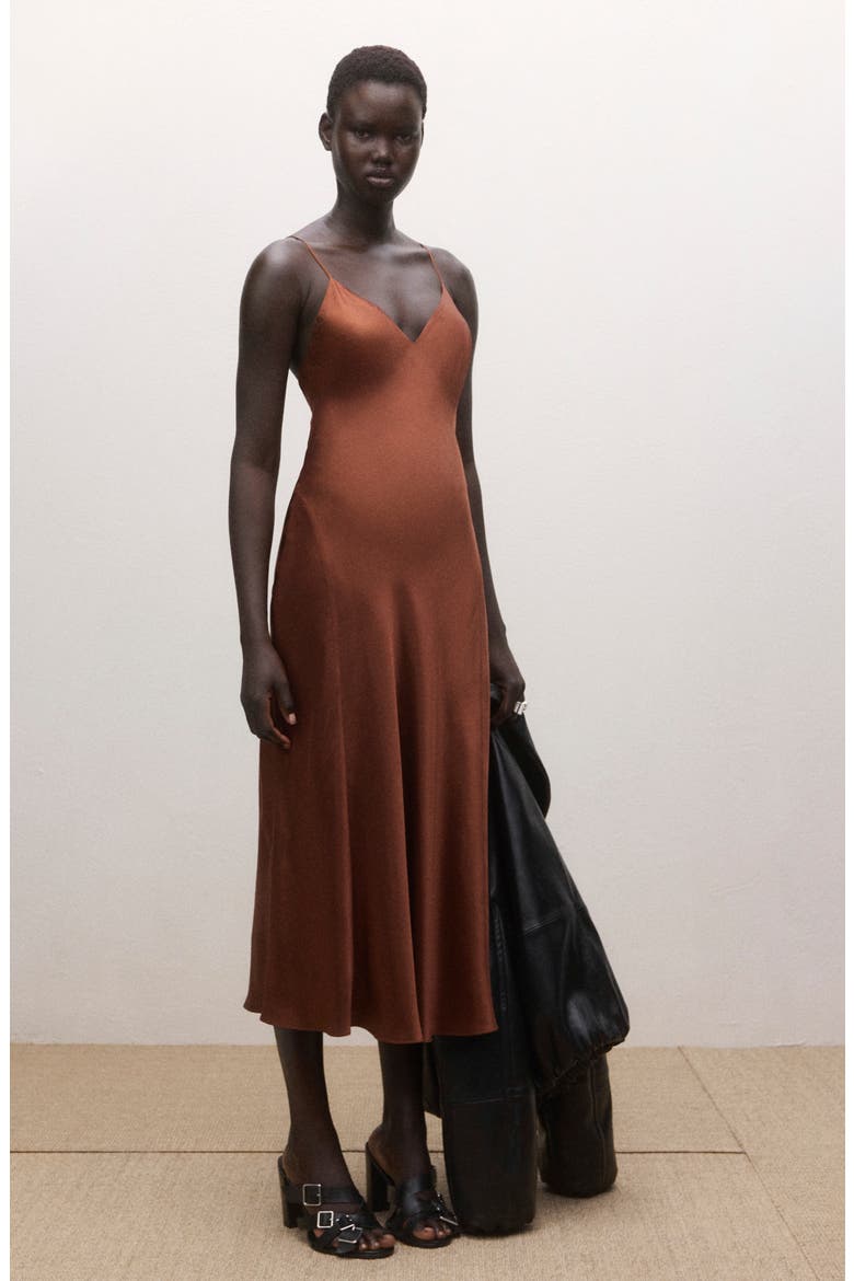 Satin Slipdress, Alternate, color, BURNT ORANGE