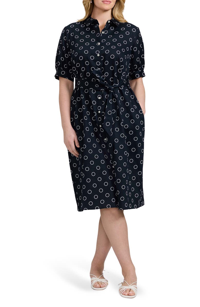 Foxcroft Esther Circle Print Cotton Shirtdress, Main, color, 