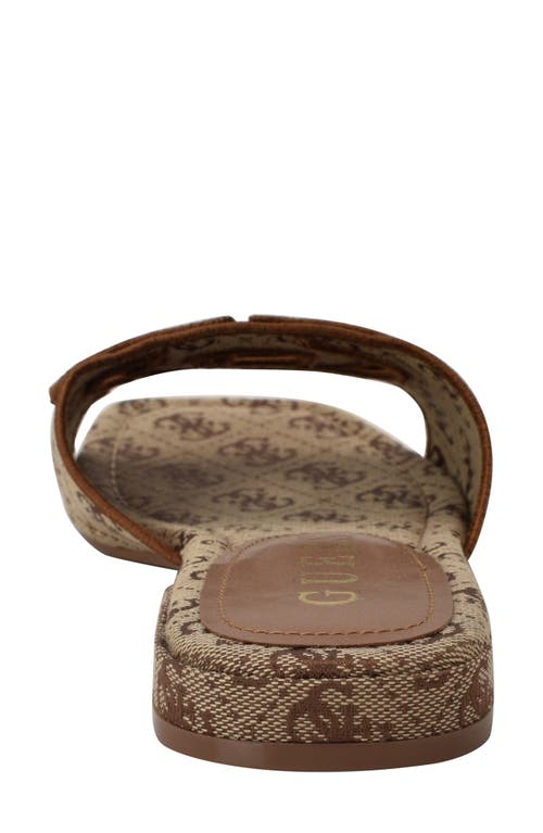 Guess Women's Tarishae One Band Quattro-g Slip On Flat Sandals In Medium Brown