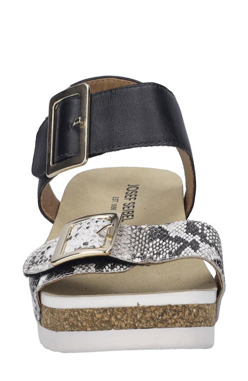 Josef Seibel Quinn 02 Wedge Sandal In Black Snake Print