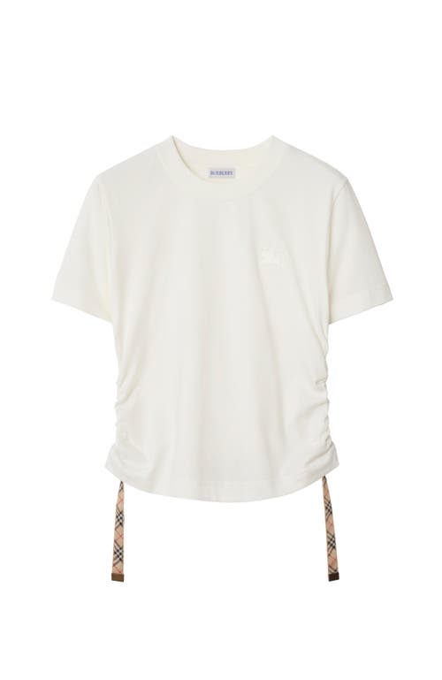 Burberry White T-shirt With Check Pattern Detail In Chalk