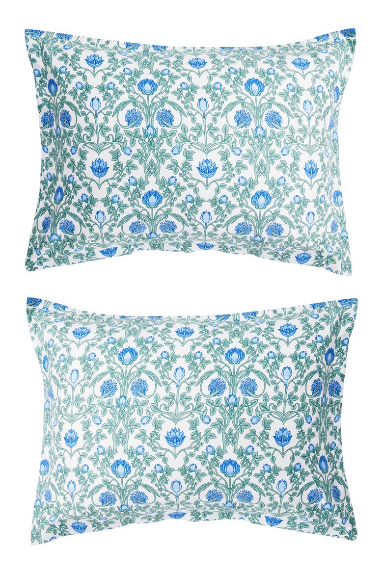 Floral Cotton Pillowcase Set, Main, color, BLUE