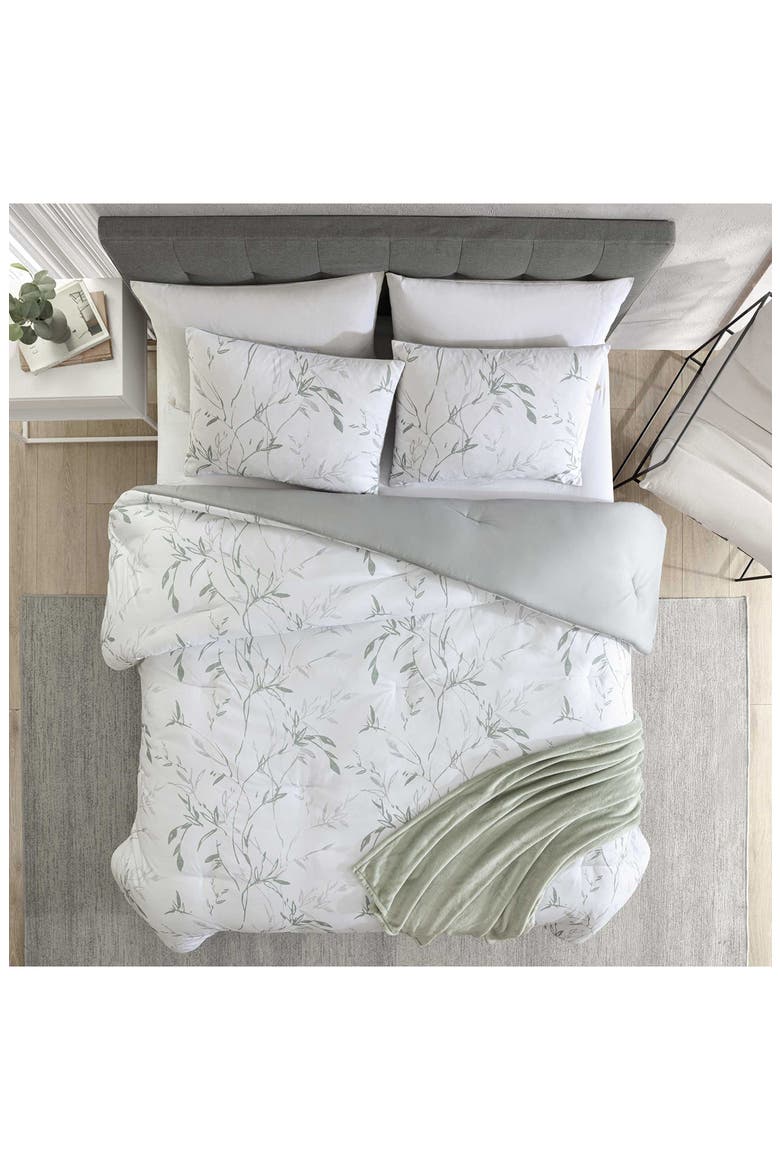 Ink Wash Vine Comforter & Throw Set, Alternate, color, GREEN