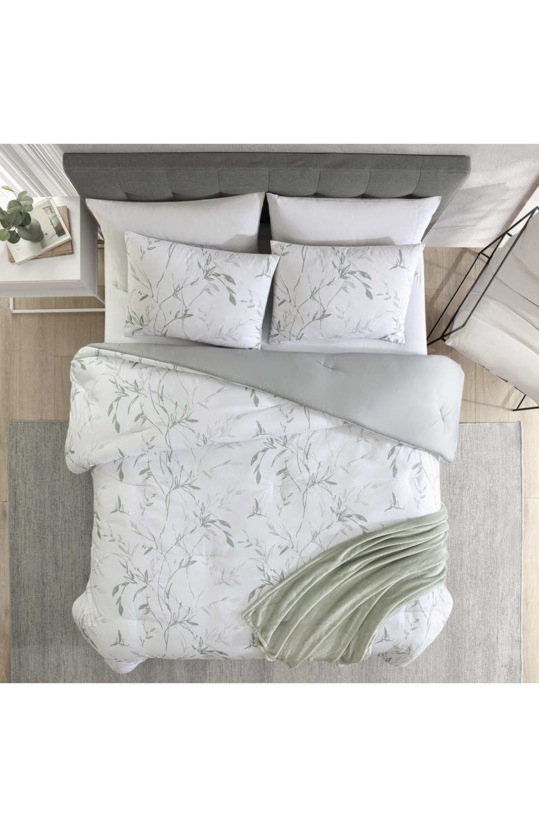 Kenneth Cole New York Ink Wash Vine Comforter & Throw Set, Alternate, color, Green