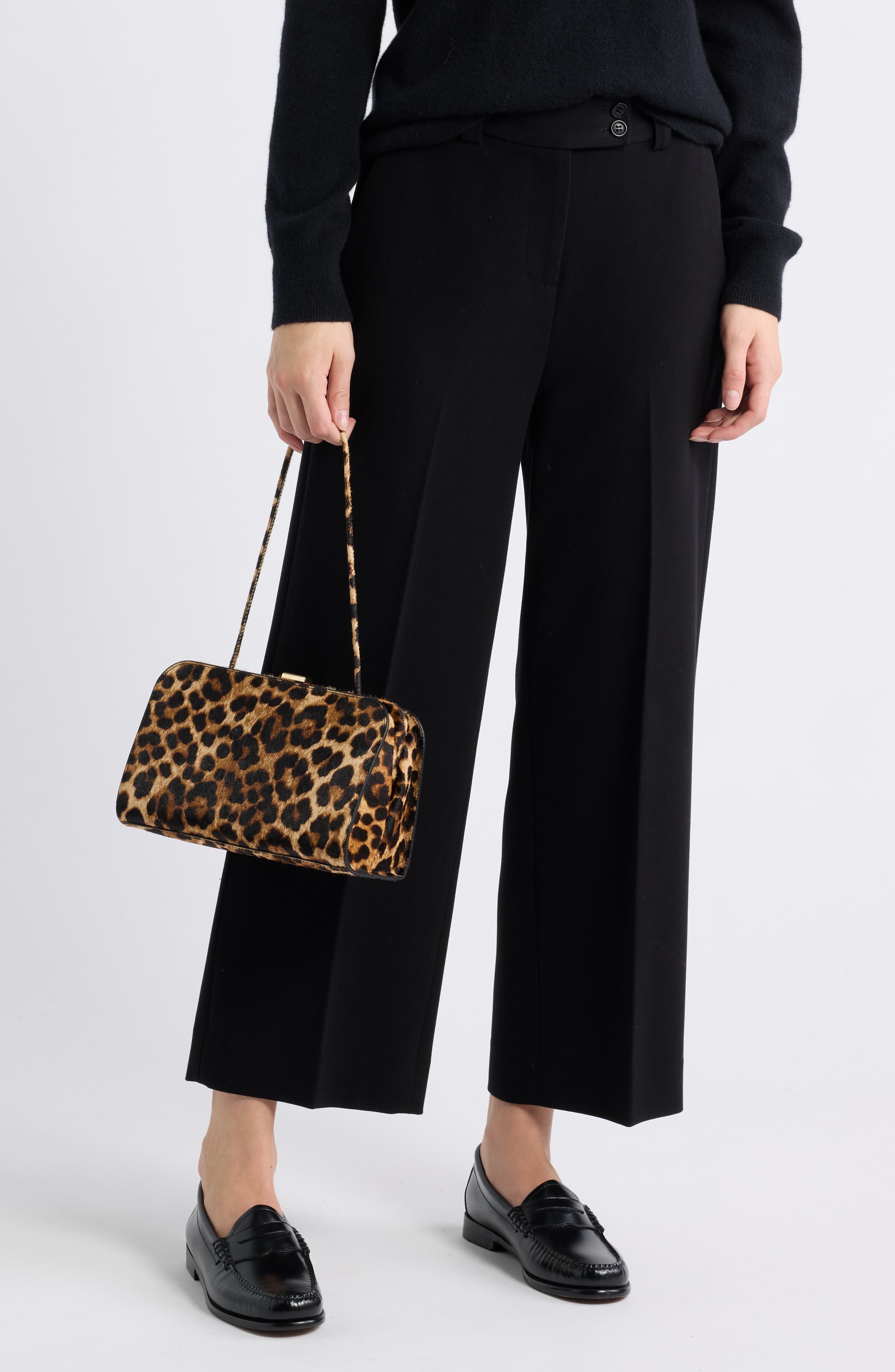Zella Genuine Calf Hair Frame Clutch, Alternate, color, BRUSHED LEOPARD