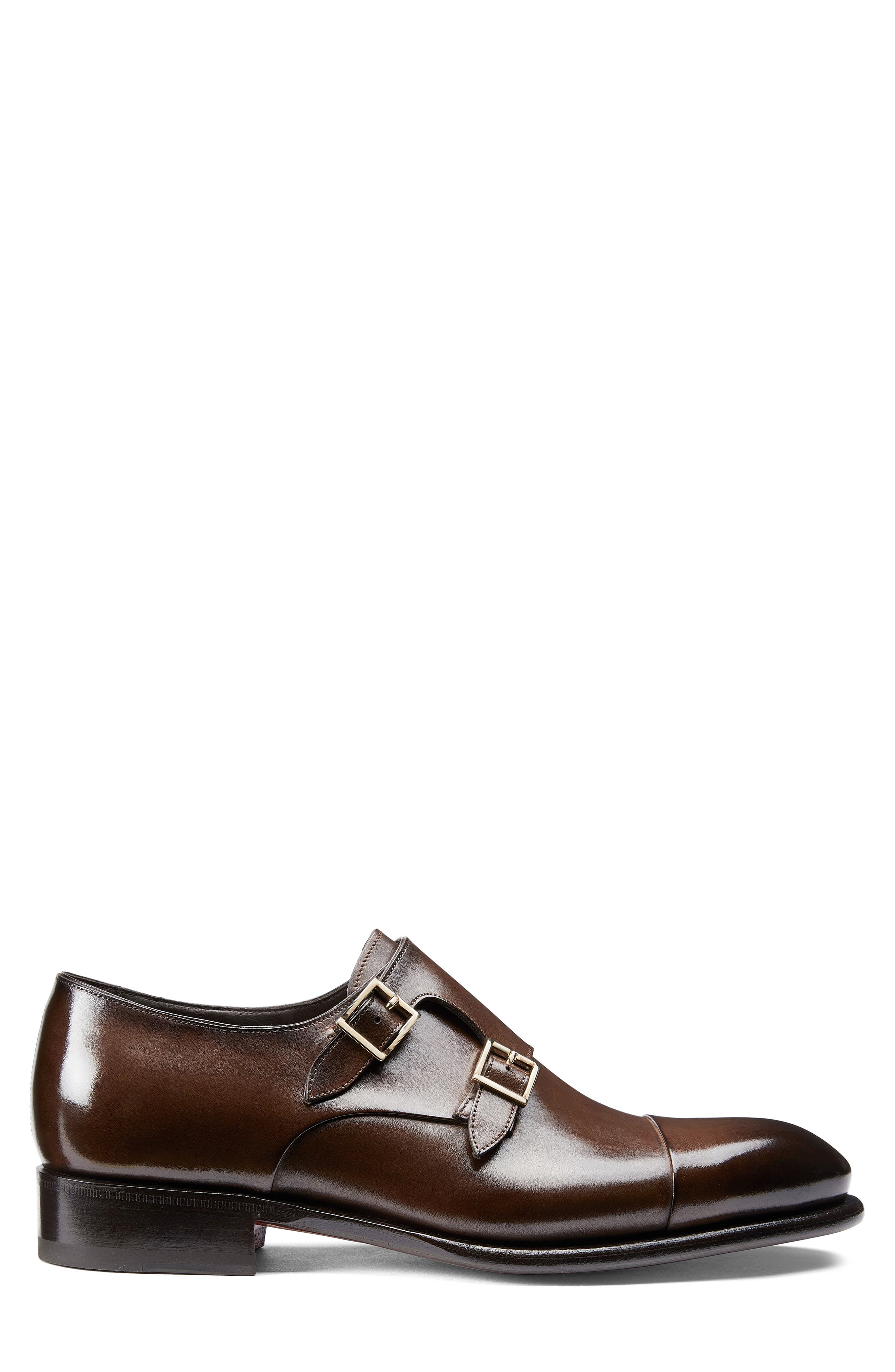 Santoni IRA Double Monk Strap Shoe, Alternate, color, Tan