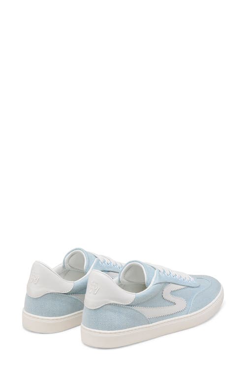 Stuart Weitzman Low Top Runaround Sneakers With Suede Finish In Light Blue/white