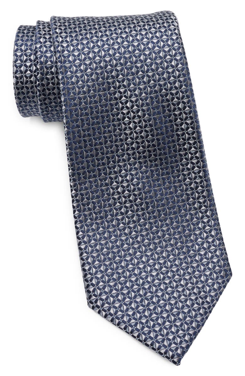 Brooks Brothers Micro Neat Geometric Silk Tie, Main, color, Grey