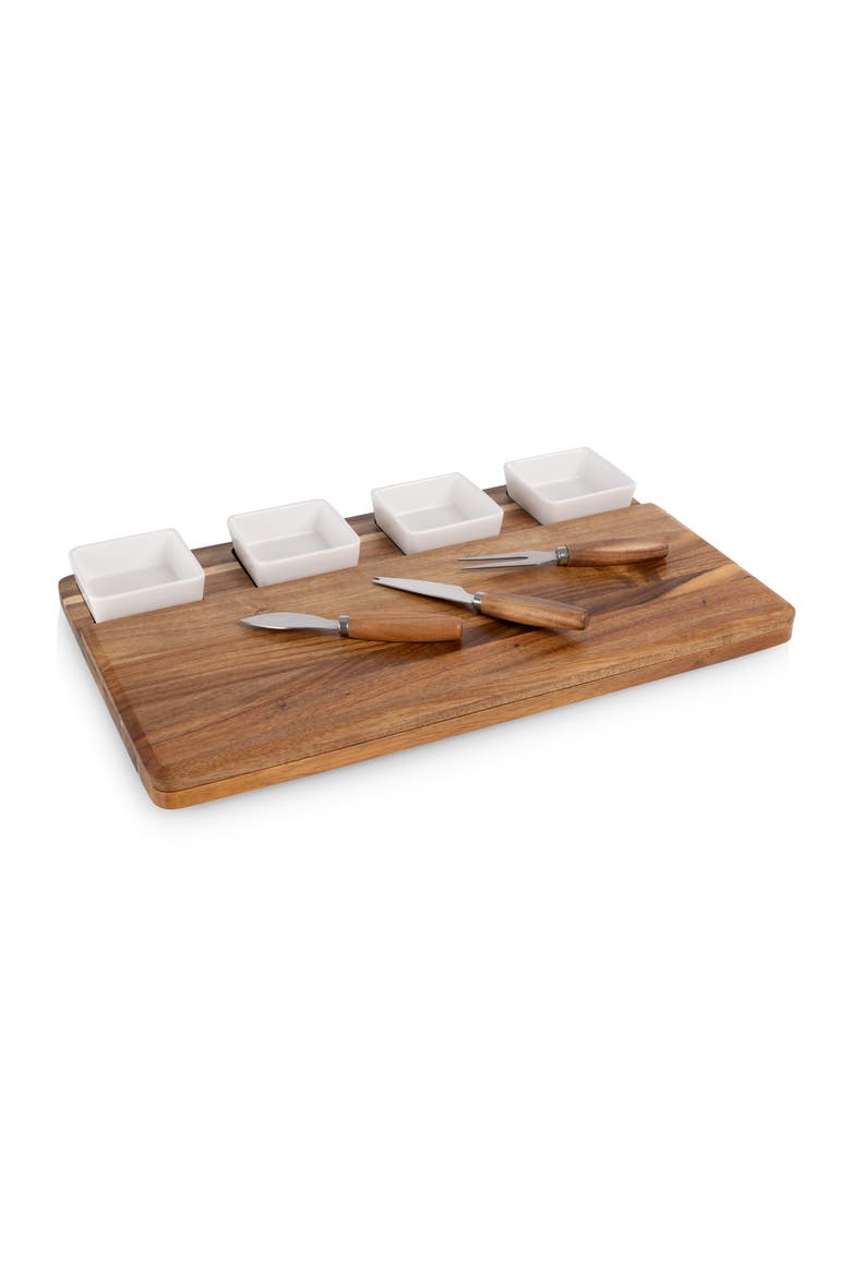 Picada Tapas & Cheese Board Set with Dip Bowls, Alternate, color, Acacia Wood