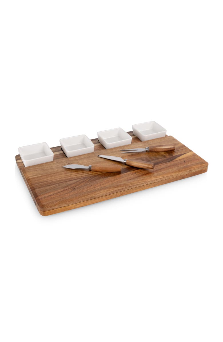 Toscana Picada Tapas & Cheese Board Set with Dip Bowls, Alternate, color, Acacia Wood