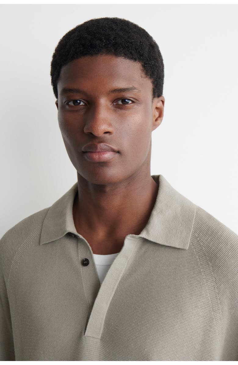 COS Knitted Linen-silk Polo Shirt, Alternate, color, Light Gray