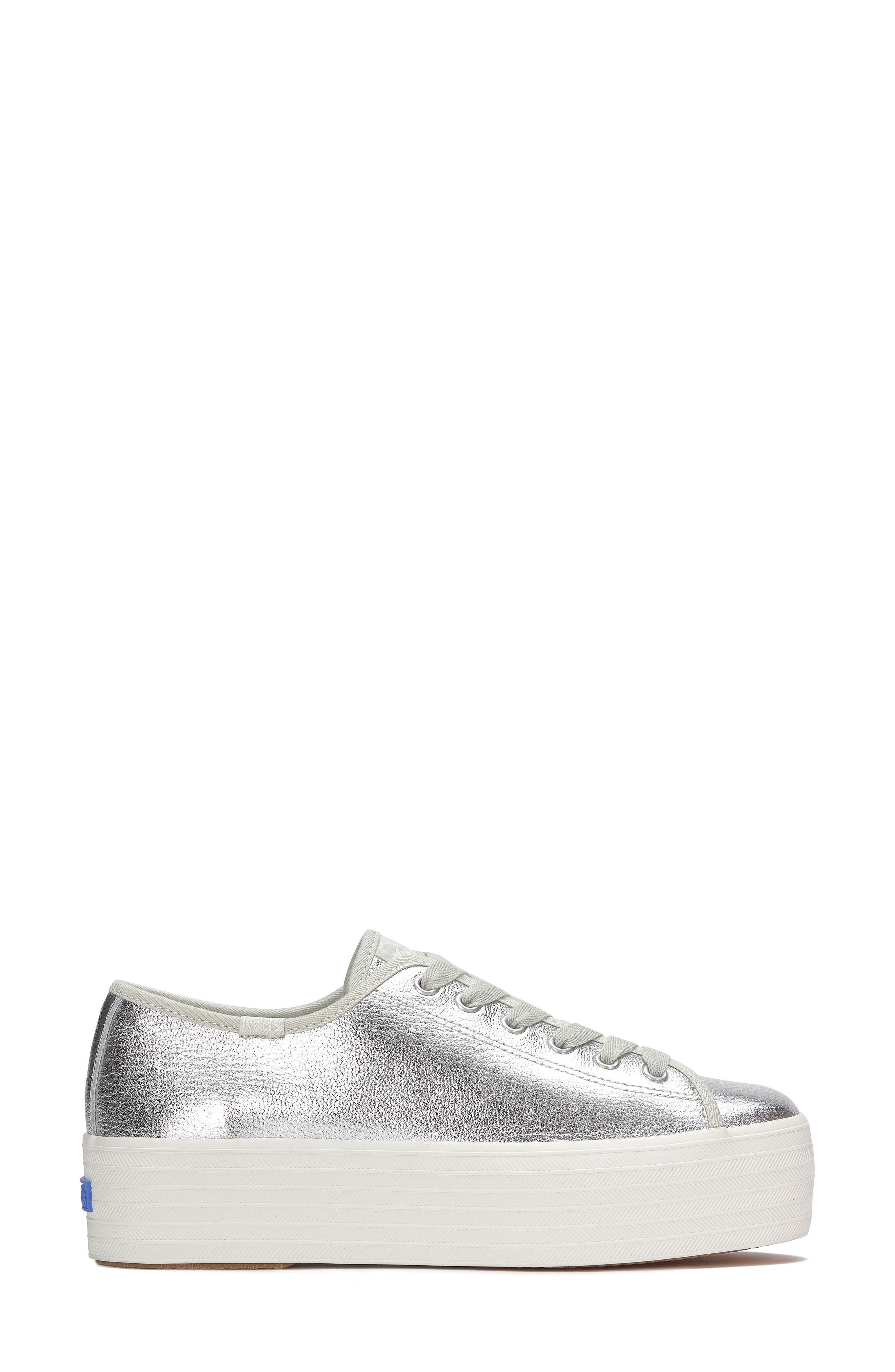 Trip Up Leather Platform Sneaker, Alternate, color, SILVER