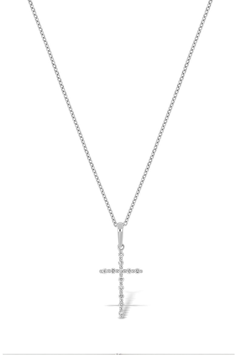 Diamond Cross Pendant Necklace, Main, color, WHITE GOLD