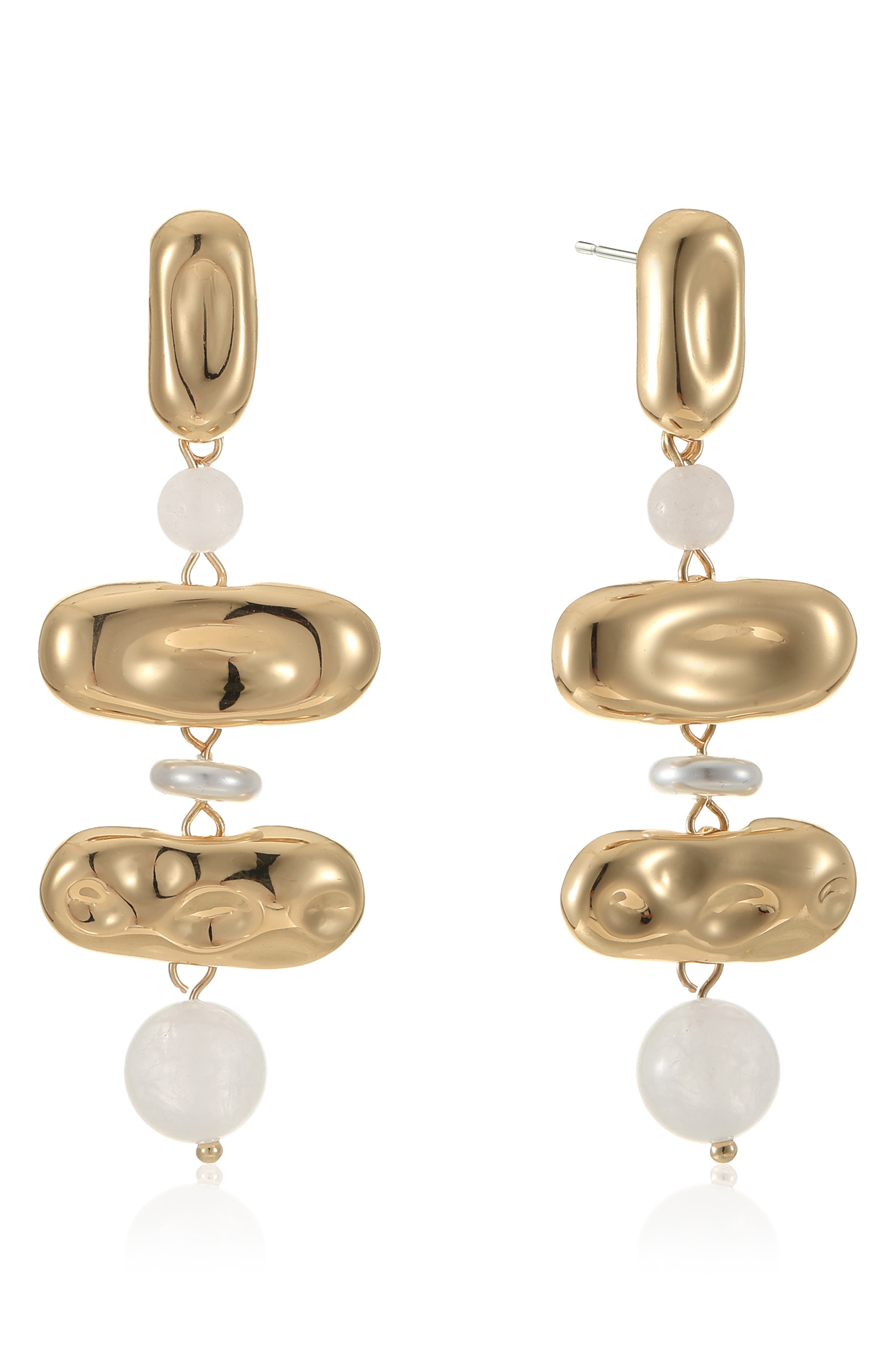 Molten Tiered Bead Linear Drop Earrings
