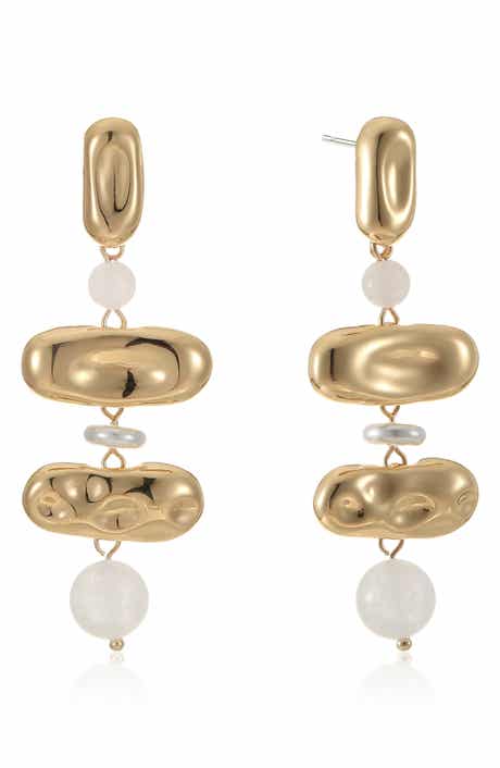 Molten Tiered Bead Linear Drop Earrings
