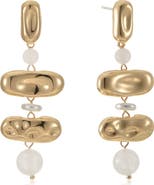 Ettika Molten Tiered Bead Linear Drop Earrings