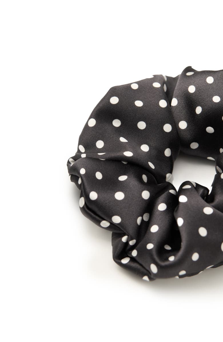 OLAH Petite Dot Silk Scrunchie, Alternate, color, Black