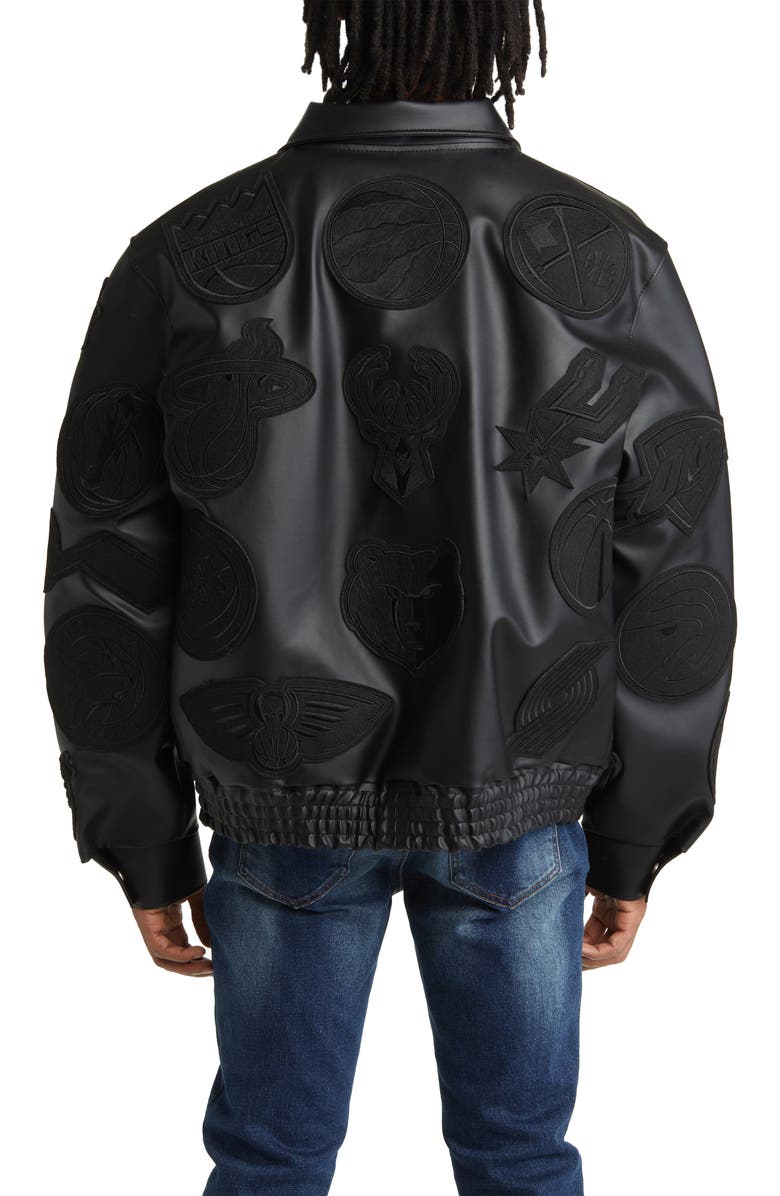 JEFF HAMILTON NBA Collage Faux Leather Jacket, Alternate, color, 