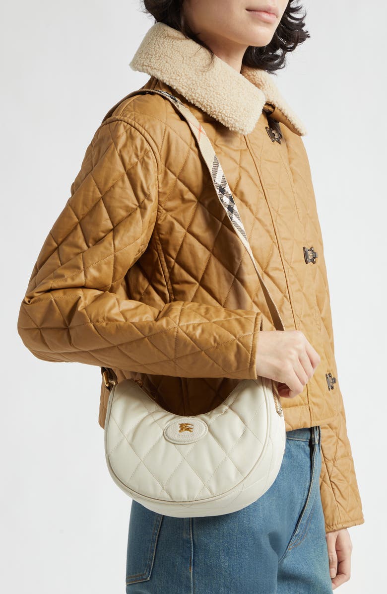 Burberry Horseshoe Quilted Nylon Crossbody Bag, Alternate, color, Soap