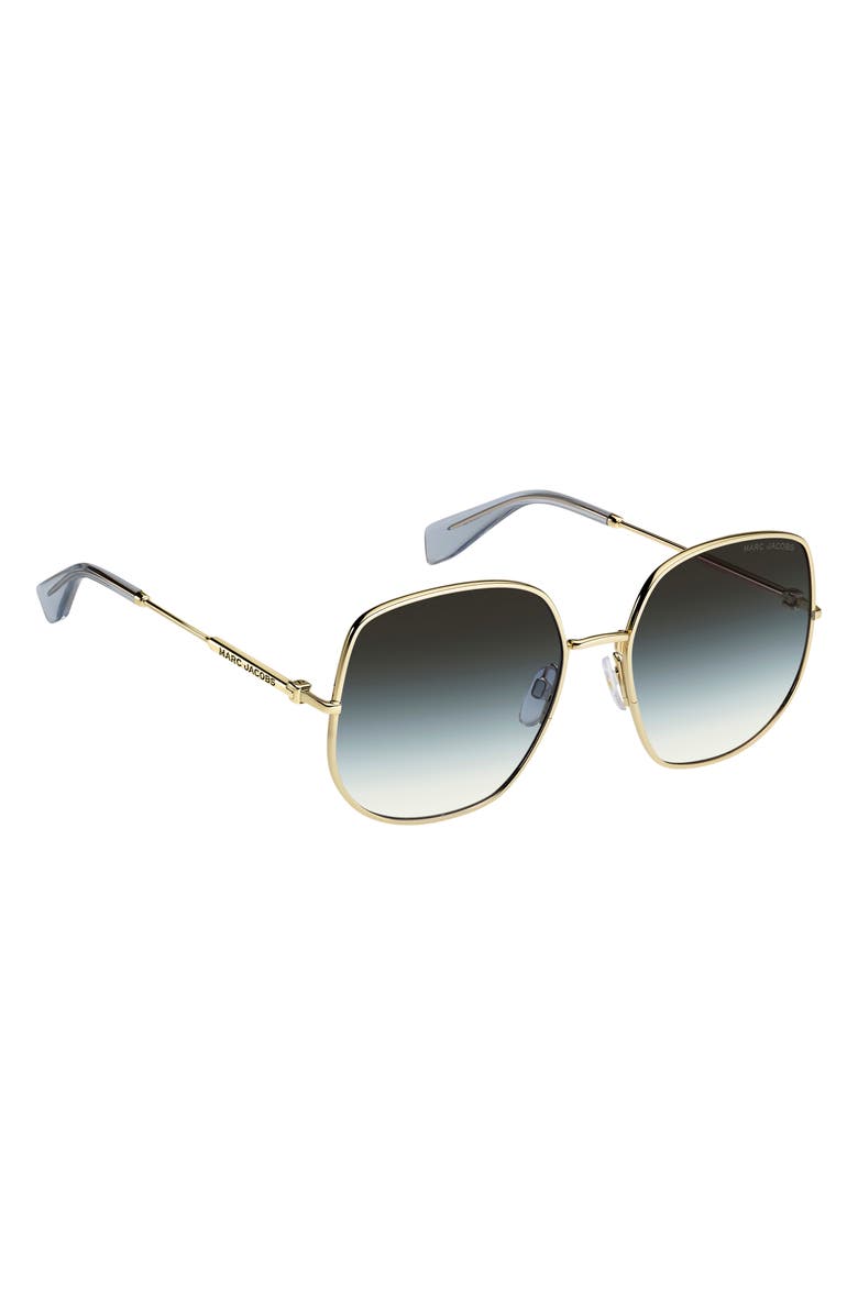 Marc Jacobs 59mm Gradient Square Sunglasses, Alternate, color, Gold Blue/ Grey Green