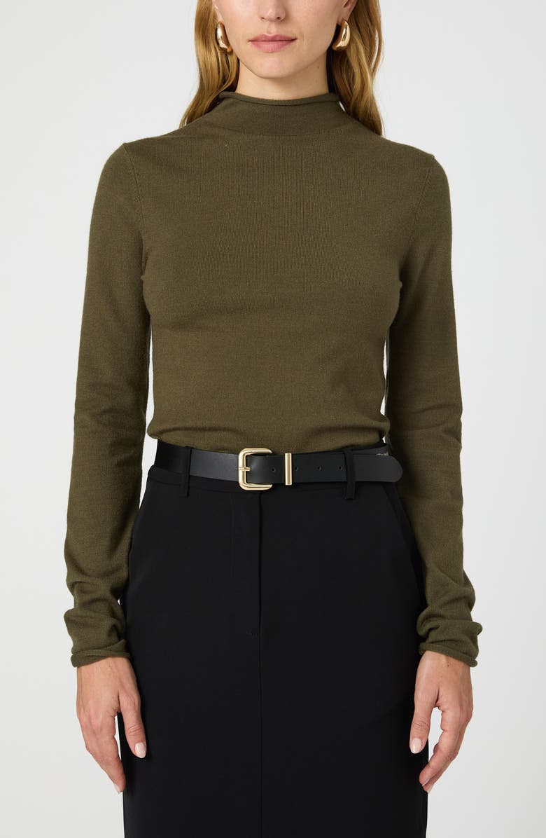 French Connection Mock Neck Sweater, Alternate, color, Olive Night