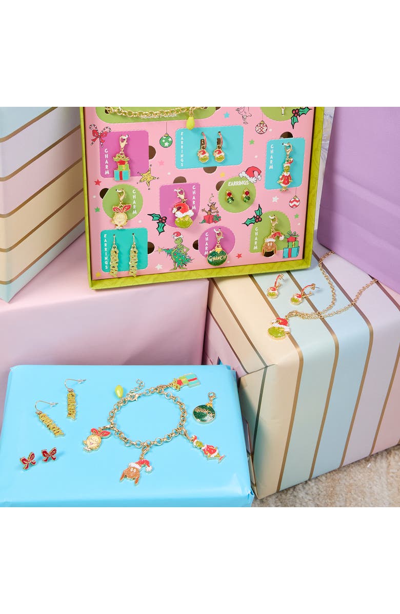 GRINCH Advent Calendar 12-Piece Jewelry Set with Earrings and Chains, Alternate, color, Muticolor