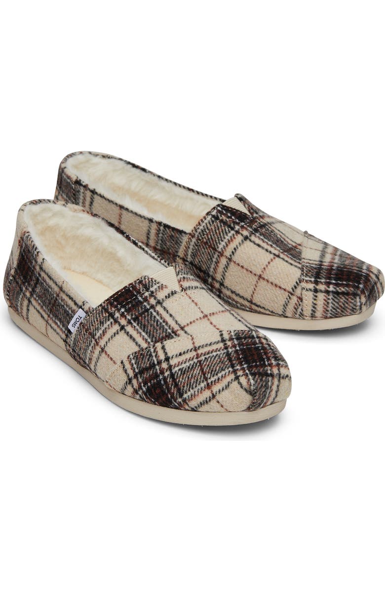TOMS Alpargata Plaid Faux Fur Lined Slip-On, Alternate, color,