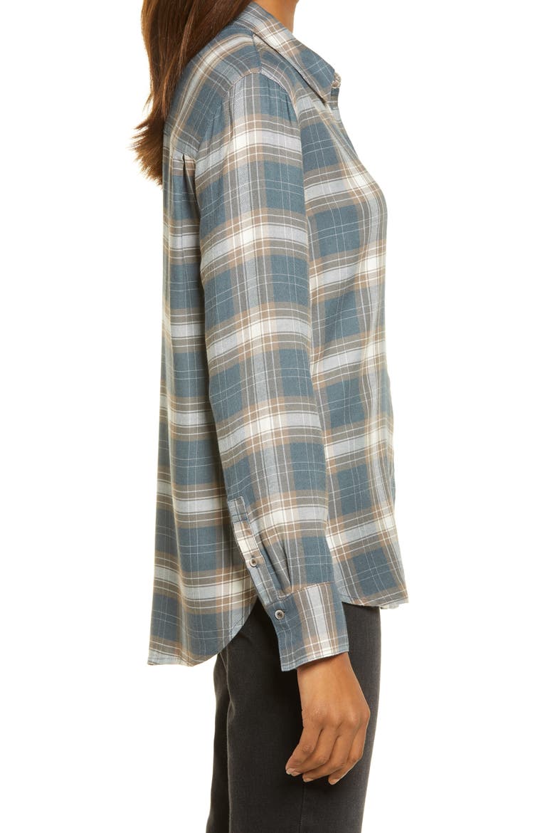 TREASURE AND BOND Plaid Boyfriend Shirt, Alternate, color, BLUE SLATE CASCADE PLAID