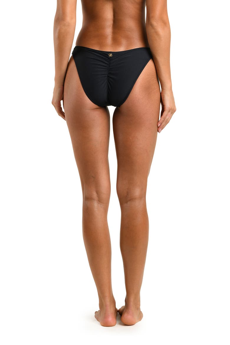 Sunshine Solids High Leg Cheeky Swim Bottoms, Alternate, color, BLACK
