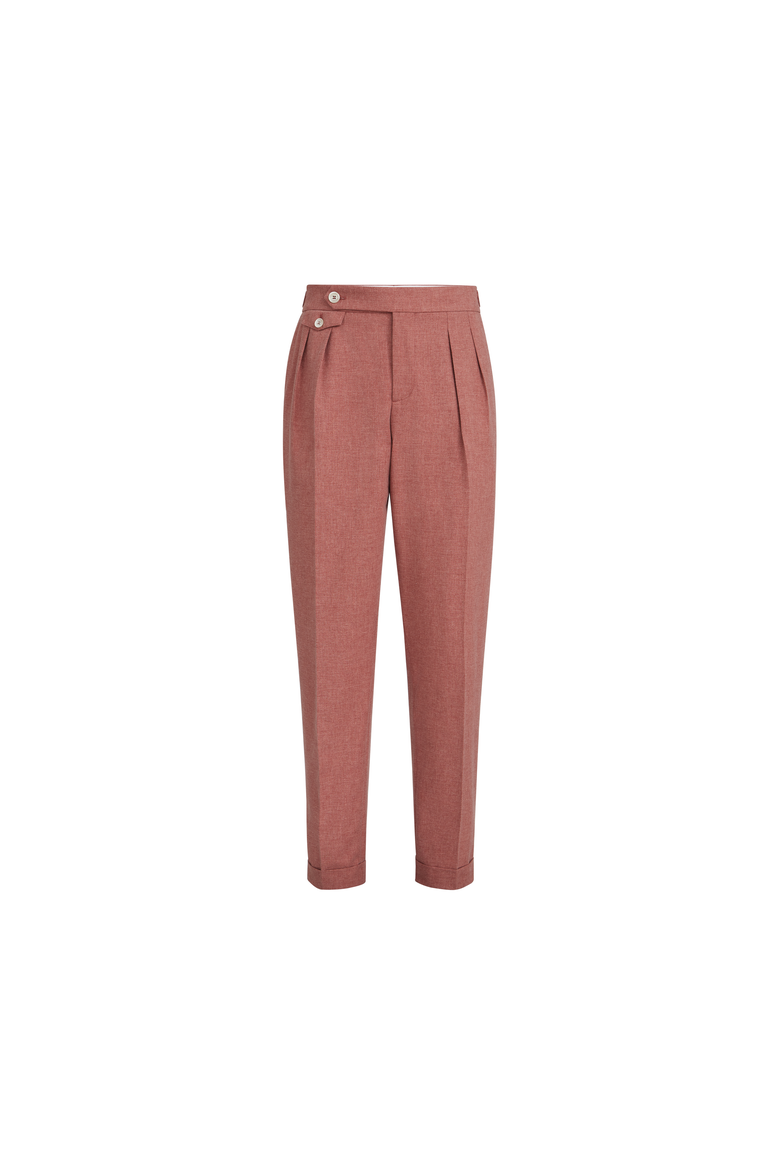 Trousers with double pleats and tabs, Alternate, color, Salmon
