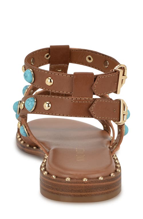 Nine West Mindela Studded Gladiator Sandal In Medium Brown