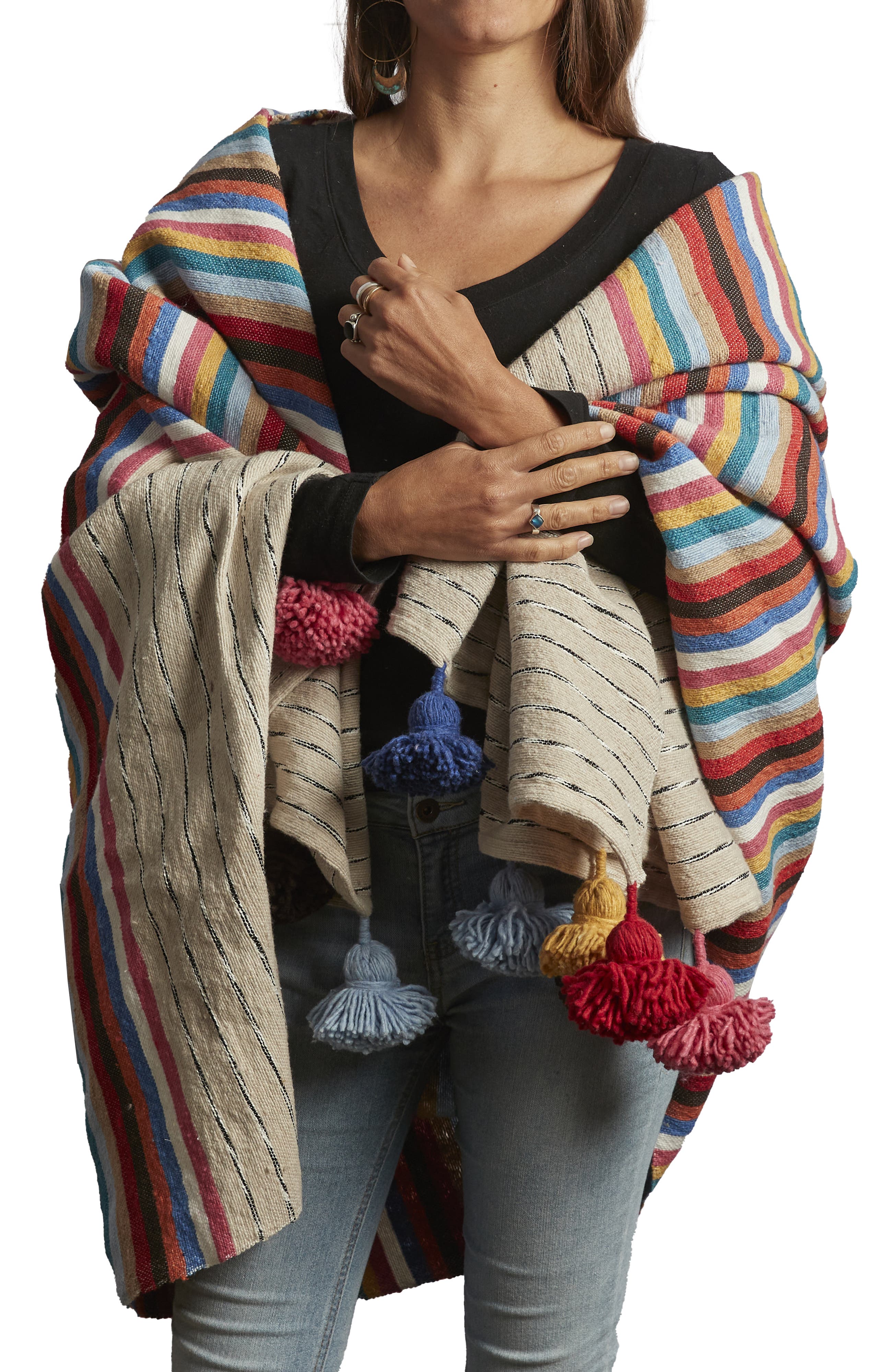 Verve Culture Moroccan Cotton Blanket in Multi Colors 