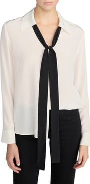 FRAME The Contrast Tie Silk Shirt